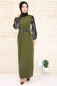 Haki Pileli Elbise Kollari Pul Payetli Elbise The Dress Elbiseler