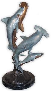 Three Hammerhead Sharks Bronze Statue Shark Sculpture Bronze Statue Shark