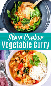 Slow Cooker Vegetable Curry Recipe In 2021 Slow Cooker Vegetable Curry Vegetarian Recipes Easy Vegetarian Slow Cooker Recipes