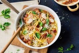 Schnelle Spaghetti Mit Hahnchen Bacon Und Spinat Rezepte Pasta Rezepte Hahnchen Gunstig Kochen