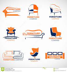 Orange And Blue Furniture Logo Vector Set Design Stock Vector Illustration Of Company Business 65663858 Furniture Logo Blue Furniture Furniture Store Logo
