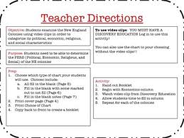 New England Colonies Chart Pers Using Discovery Education