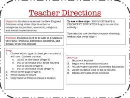 New England Colonies Chart Pers Using Discovery Education