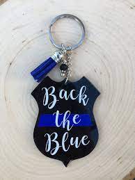 Back The Blue Police Badge Keychain Etsy Keychain Design Diy Resin Keychain Cool Keychains