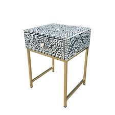 Browse our gorgeous collection of bedside tables & cupboards, all handcrafted by the finest artisans in india. Abacus Hunt Bone Inlay 1 Drawer Bedside Table Black Floral In Stock