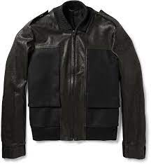 679 Maison Margiela Felt Panelled Leather Bomber Jacket Leather Bomber Jacket Leather Jacket Men Black Leather Bomber Jacket