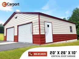 20x26x9 Vertical Roof Garage Two Car Garage Building For Sale Metal Buildings Metal Garages Backyard Buildings