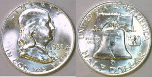 Half Dollar 1959 Usa Franklin Choice Bu Full Bell Lines