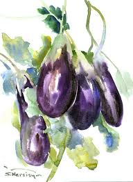 Aubergines En Peinture Aquarelle Originale Avec Images Peinture Vegetale Peinture De Marguerite Les Arts