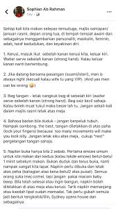 Demikian 20 etiket di meja makan, semoga indonesia semakin beradab dan memiliki kualifikasi mayoritas penduduk yang 'aduhai' bukan saja di mata calon mertua, tapi juga dunia pada umumnya. Sophian Ab Rahman No Twitter Tips Penampilan Diri Etiket Meja Makan Semoga Bermanfaat Following Protocol Will Make You Look Good S A R