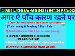 100 Refund On Tatkal Tickets Cancellation As Per New Rule Coming Soon