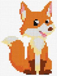 The fox cross stitch pattern is 50 stitches wide by 57 stitches tall, which comes out to 3 5/8 x 4 1/8 on 14 count aida. Fox Cross Stitch Designs