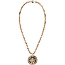 Black And Gold Necklace Versace Black And Gold Medusa Medalion Necklace Black Gold Necklace Gold Medallion Necklace Black Gold Jewelry