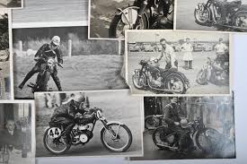 VINTAGE MOTOR CYCLE RACING: A group of black and white vintage motor cycle  racing pictures. Harry Hinton, Tony McAlpine & circa 1954 Mount Druitt  featuring BMW's pictures