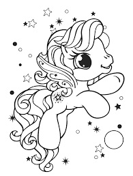 Sketsa kuda poni dengan perawakan yang cantik jelita. Gambar Mewarnai Little Pony