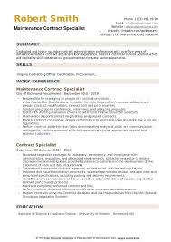 contract specialist resume samples