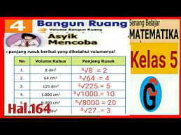 Soal yang dimaksud adalah soal ayo kita berlatih 5.3 tentang perbandingan senilai, terdiri dari 10 soal, tetapi untuk halaman 28 adalah soal no 1 dan 2. Kunci Jawaban Matematika Kelas 5 Sd Halaman 164 Menghitung Panjang Rusuk Kubus Asyik Mencoba Youtube