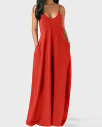 Maybe you would like to learn more about one of these? Pocket Design V Neck Spaghetti Strap Maxi Dress