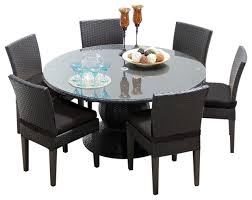 Previous next 1 / 34. Barbados 60 Outdoor Patio Dining Table With 6 Armless Chairs Aruba Tropical Outdoor Dining Sets By Tk Classics Houzz