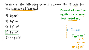 Inertia describes the relative amount of resistance to change that an object possesses. Question Video Determining Si Unit For The Moment Of Inertia Nagwa