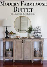 Built from solid poplar wood and finished with white oak veneers, this highly distressed sideboard buffet would look right at home in a rustic or farmhouse dining room. Modern Farmhouse Buffet Shades Of Blue Interiors Dining Room Buffet Decor Farmhouse Buffet Modern Farmhouse Furniture