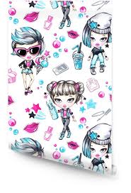 Phone wallpaper pattern ice cream watercolor. Watercolor Seamless Pattern With Fashion Teenagers Glamorous Girls With Ice Cream And Phone Grunge Girl With Lemonade Summer Illustration Have Fun Lifestyle Can Be Use In Children S Design Wallpaper Roll Pixers