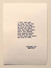 Unique Cotton Anniversary Gift I Will Love You Until The End Of Time Poem Letterpress Print Love Poems For Husband Time Poem Quotes For Him