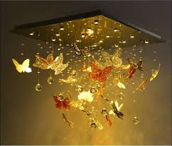 Living Room Modern Minimalist Led Crystal Light Rectangular Butterfly Restaurant Atmosphere Bedroom Elegant Table Lamp Crystal Ceiling Light Butterfly Lighting
