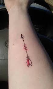 An Arrow Tattoo Has The Viking Symbol In The Middle Showing When There S A Will There S A Way Red To Repre Arrow Tattoo Design Tattoo Designs Arrow Tattoo