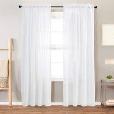 Product titlevoile curtains set of 2, solid sheer curtain scarf drapes rod pocket crushed window panels for bedroom living room kitchen. Panels Linen Look Sheer Curtains For Bedroom 54 Inch Length Window Curtain Panels Rod Pocket Window Treatment Set For Living Room 2 Panels Grey Home Kitchen