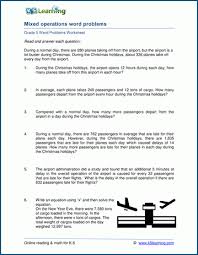 These worksheets require the students to differentiate between the phrasing of a story problem that requires multiplication versus one that requires division to reach the answer. 4 Operations Mixed Word Problem Worksheets For Grade 5 K5 Learning
