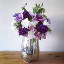 Diy Flower Arrangement Spring Summer Wedding Centerpiece In Purple Lilac And Whi Summer Wedding Centerpieces Purple Centerpieces Purple Wedding Centerpieces