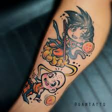 Maybe you would like to learn more about one of these? Chibi Goku And Krillin I Tattooed A While Back Goku Is Healing Krilling And Flying Nimbus Are New Ig Gamtatts Dbz