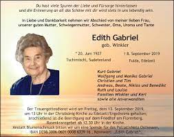 Beate gabriel kommt aus krefeld, ist mutter von drei (großen) jungen, hausfrau und ausgesprochen erfolgreiche youtuberin. Traueranzeigen Von Edith Gabriel Trauer36 De