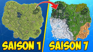 Each new season unfolds with a plethora of new pois, weapons, characters, skins, cosmetics and adds a twist to the main story. Evolution Des Map De Fortnite Saison 1 Saison 7 Youtube