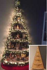 My boys are now grown, but i'm still building a christmas village display. 6ft Wooden Christmas Tree Corner Shelf Christmas Village Display Dept 56 Wall Christmas Tree Diy Christmas Lights Wooden Christmas Trees