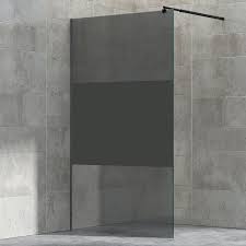 The berard resin bath accessory collection is the perfect addition to your bathroom vanity. Walk In Shower Enclosure Ex101 Black Grey Frosted Glass Stripes 8mm Tempered Glass Nano Selectable Width