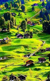 Neat Little Village Landscape Scenery Nature