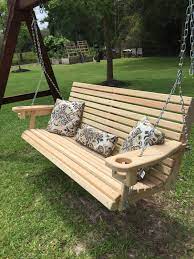 5 Ft Handmade Cypress Porch Swing With Cupholders Custom Etsy In 2021 Porch Swing Diy Porch Swing Porch Swing Plans