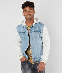 Brooklyn Cloth Hooded Denim Jacket Men S Coats Jackets In Light Wash Buckle Denim Jacket Men Hooded Denim Jacket Denim Jacket