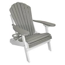 Outer Banks Custom Two Toned Poly Lumber Folding Adirondack Chair With Integrated Footrest Antique Mahogany And White