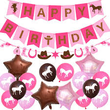 Write the party details on the flip side. Western Cowgirl Party Decorations Horse Birthday Party Supplies With Cowgirl Garland Happy Birthday Banner Pink Latex Balloons Walmart Canada