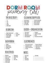 Dorm Room Packing List Dorm Room Checklist Dorm Room Doors College Dorm Room Decor