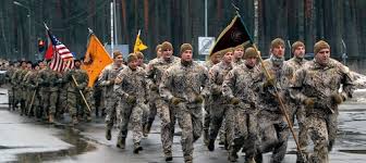 The latvian platoon marches in the pass in review as part of exercise cooperative osprey '98's closing ceremony. United States European Command