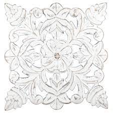 Fetco Toan White Carved Wood Medallion Wall Art X401366 The Home Depot Medallion Wall Art Carved Wall Art Carved Wood Wall Art