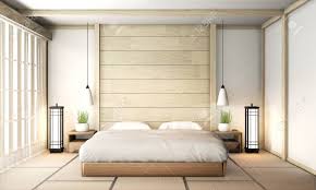 The design basically is made up of frame where the bed rests when closed. Bedroom Zen Interior Design With Tatami Mat Floor And Wooden Stock Photo Picture And Royalty Free Image Image 131519873