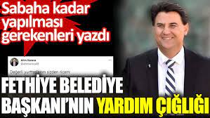 Jun 08, 2021 · özbakır, tartışma sonrasında kendisini takip eden fethiye belediye başkanı ile şoförünün hakaret ve tehditlerine maruz kaldığını, otomobiline de zarar verildiğini ileri sürerek şikayetçi olmuştu. Fethiye Belediye Baskani Sabaha Kadar Yapilmasi Gerekenleri Yazdi