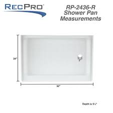 Rv Shower Pan 36 X 24 X 5 Right Drain In White Recpro In 2020 Shower Pan Shower Shower Base