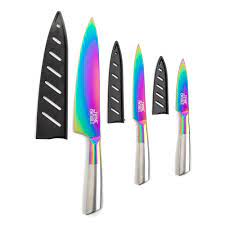 Thyme Table Non Stick Coated High Carbon Stainlless Titanium Rainbow Knives 3 Piece Set Walmart Com In 2021 Rainbow Knife Knife Set Kitchen Knife