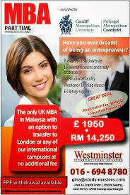 Upm is known for its high standard of scientific inquisition and research. Part Time Uk Mba Westminster International College Malaysia